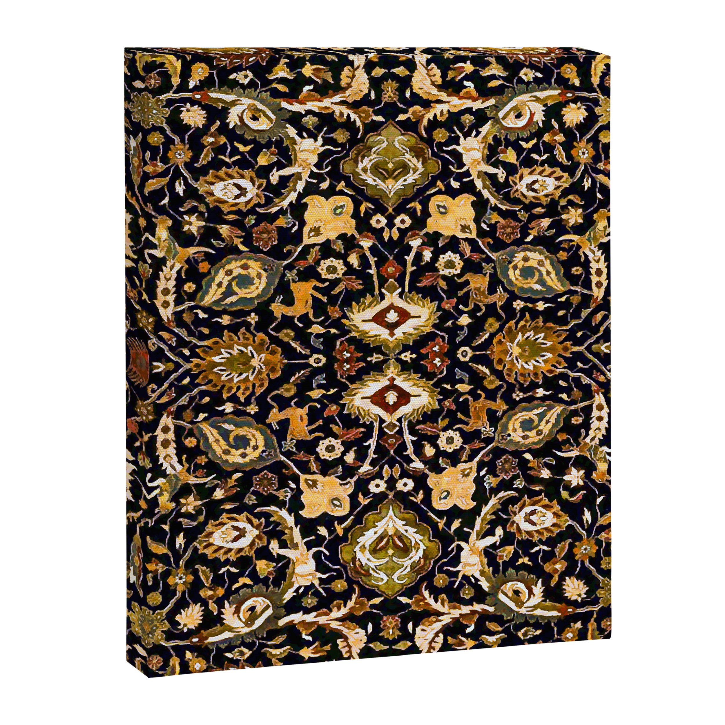 Persian Floral Rug With Animals Canvas Print Gallery Image 3