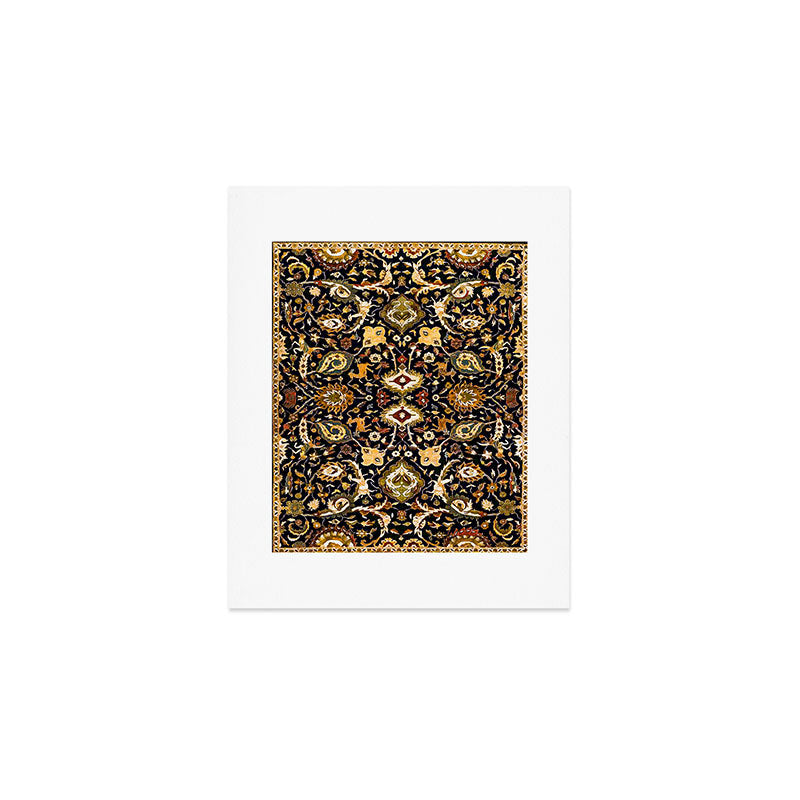 Persian Floral Rug With Animals Art Print Gallery Image 1