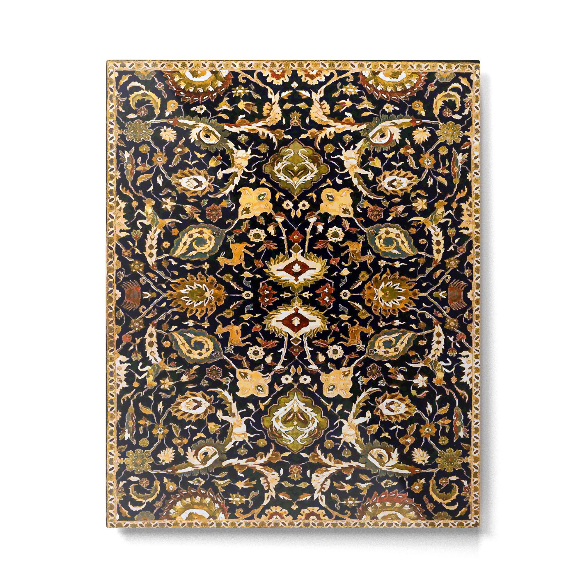 Persian Floral Rug With Animals Metal Print Gallery Image 4