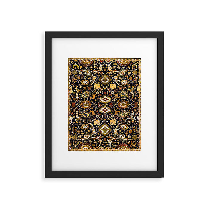 Persian Floral Rug With Animals Framed Art Print Gallery Image 1