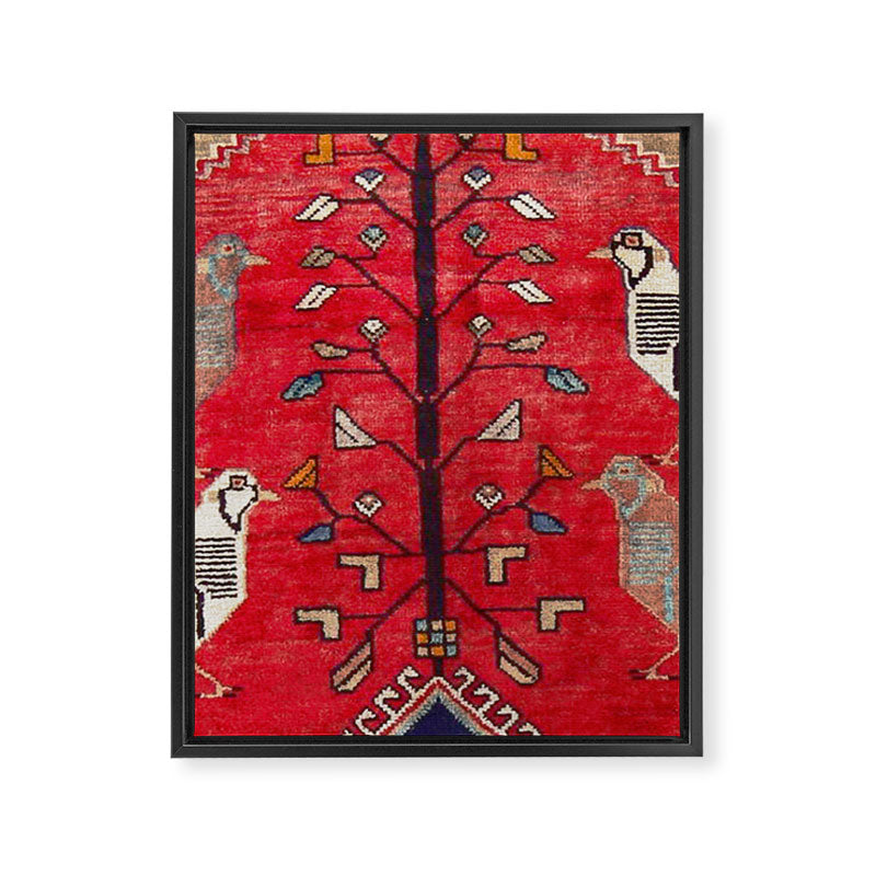 Persian Floral Rug With Several Birds Probably Quail Framed Canvas Print Gallery Image 3