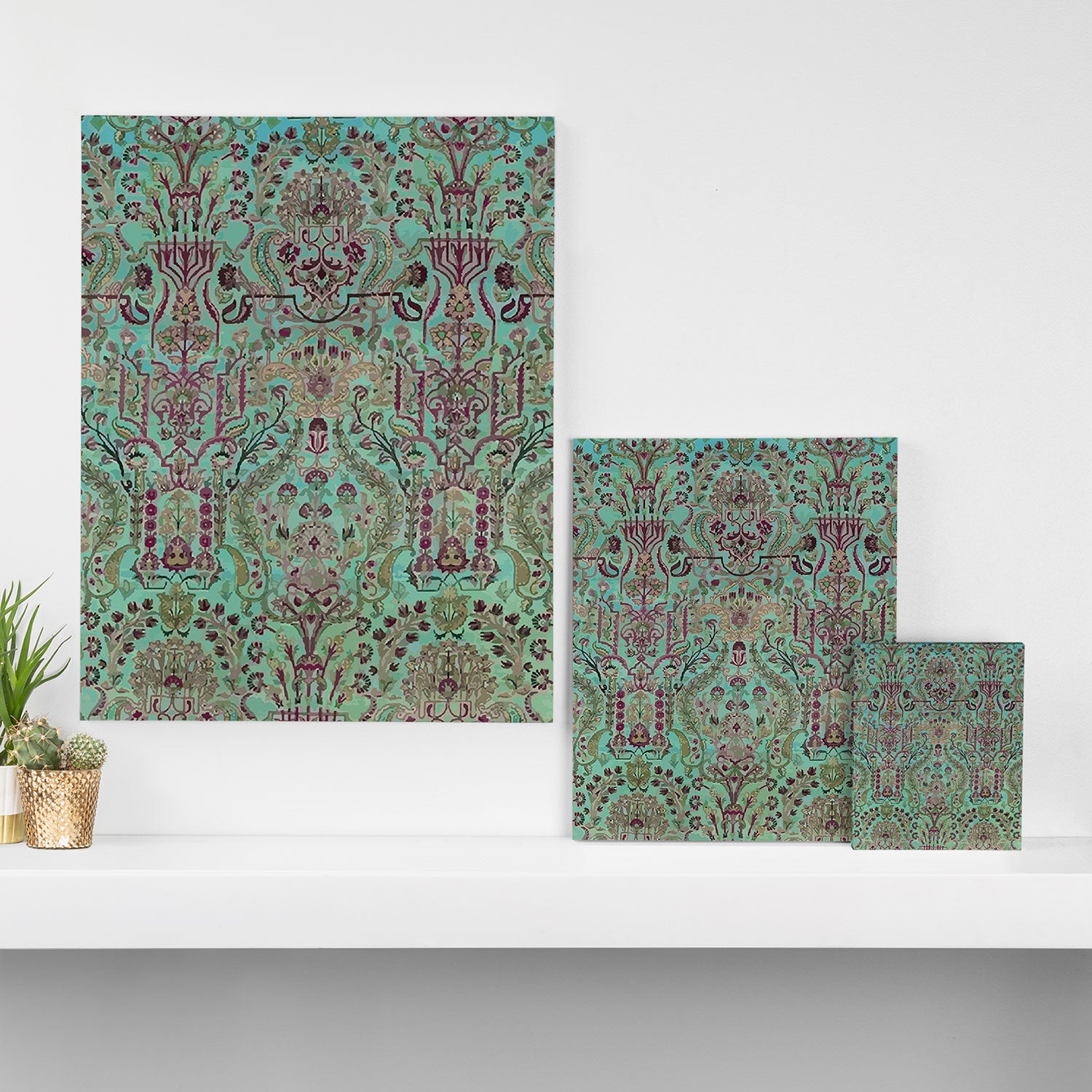 Persian Kirman Rug Floral Pattern Cute Abstract Flowers Canvas Print Gallery Image 3