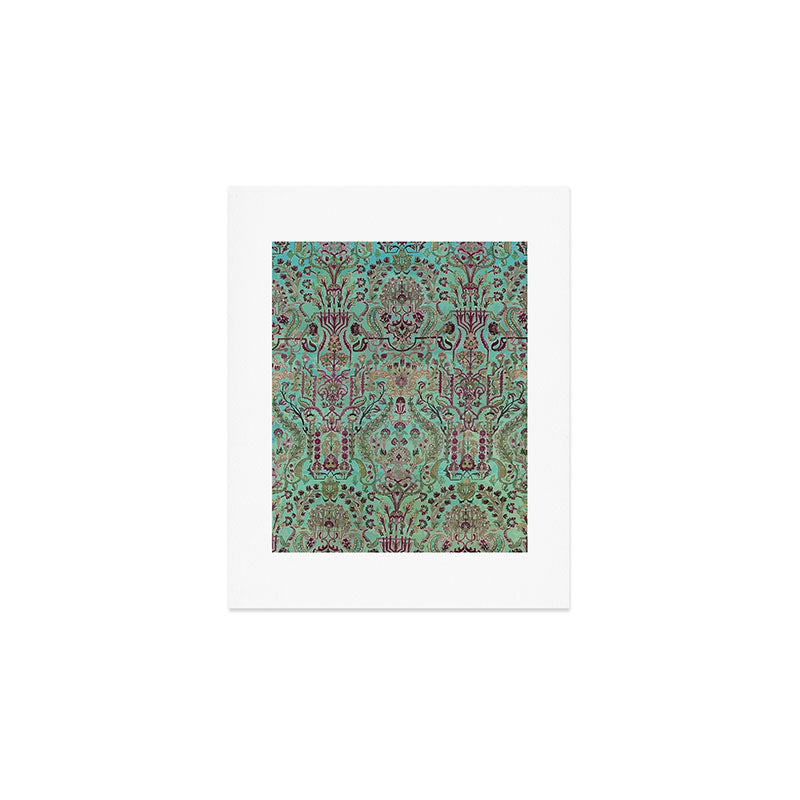 Persian Kirman Rug Floral Pattern Cute Abstract Flowers Art Print Gallery Image 1