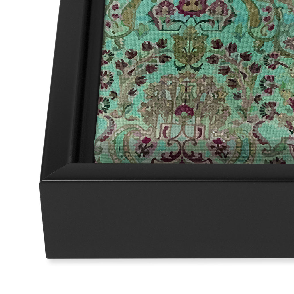 Persian Kirman Rug Floral Pattern Cute Abstract Flowers Framed Canvas Print Gallery Image 3