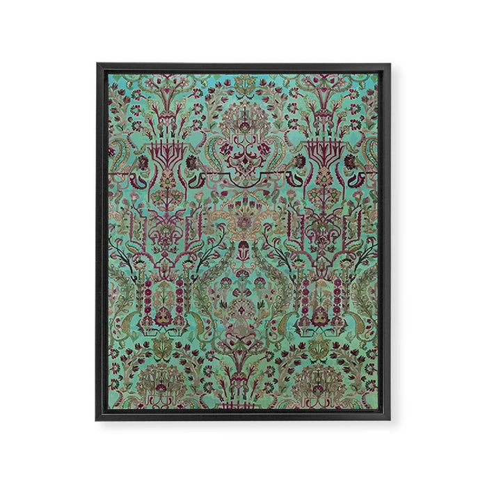 Persian Kirman Rug Floral Pattern Cute Abstract Flowers Framed Canvas Print Gallery Image 1