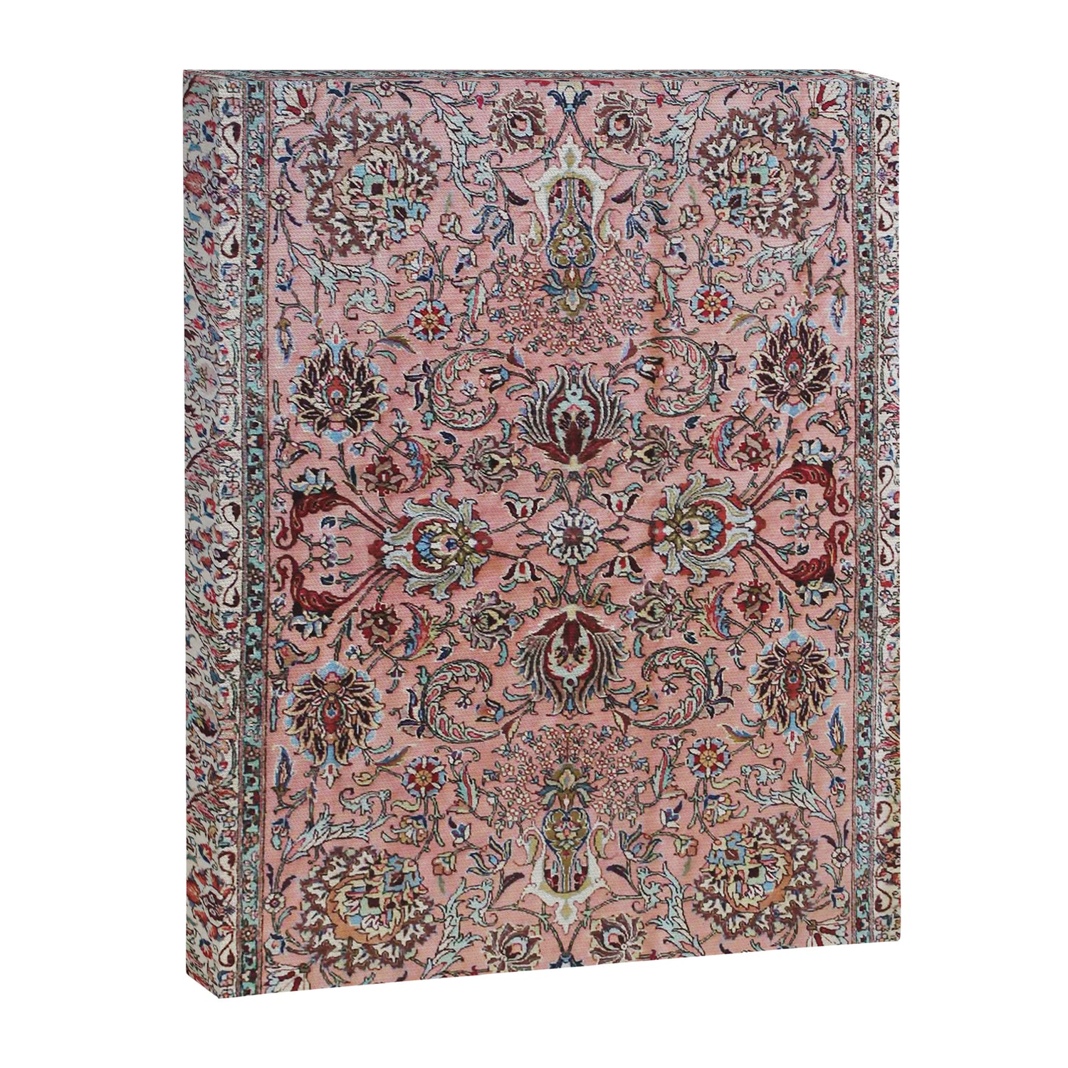 Pink Blue Burgundy Antique Tabriz Rug Print Canvas Print Gallery Image 3