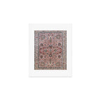 Pink Blue Burgundy Antique Tabriz Rug Print Art Print Gallery Image 1