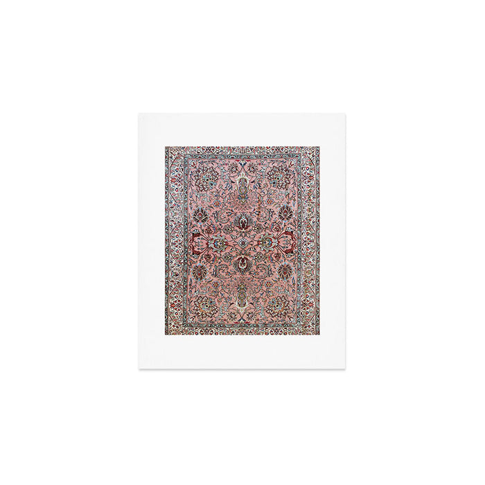 Pink Blue Burgundy Antique Tabriz Rug Print Art Print Gallery Image 1