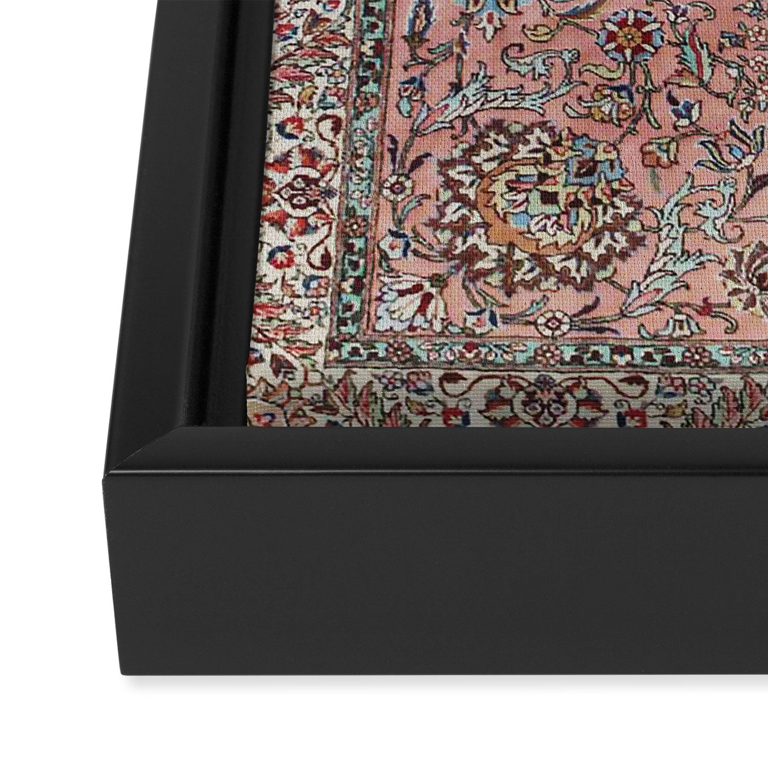 Pink Blue Burgundy Antique Tabriz Rug Print Framed Canvas Print Gallery Image 3
