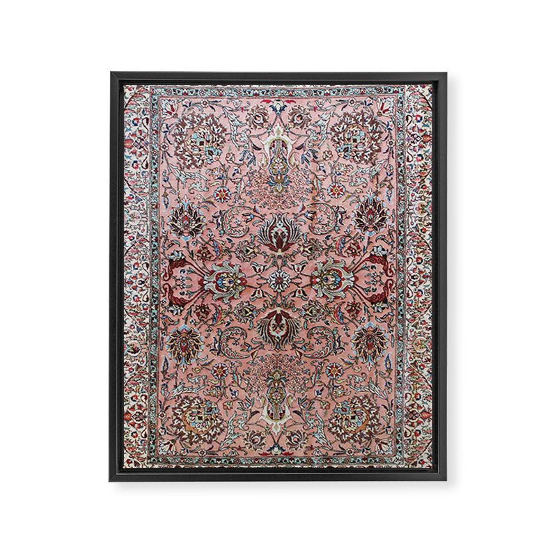 Pink Blue Burgundy Antique Tabriz Rug Print Framed Canvas Print Gallery Image 3