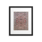 Pink Blue Burgundy Antique Tabriz Rug Print Framed Art Print Gallery Image 4