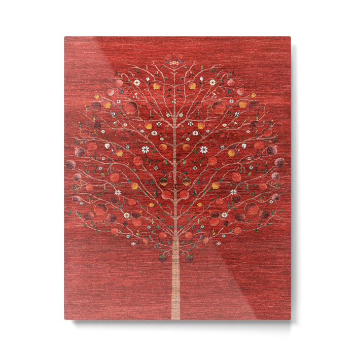 Pomegranate Tree Antique Persian Rug Pattern Metal Print Gallery Image 1