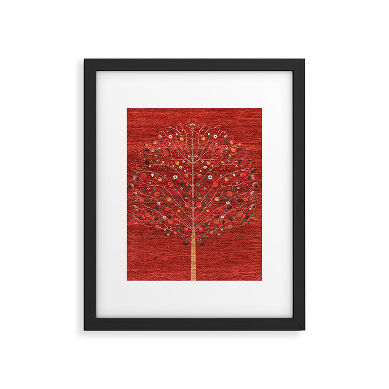 Pomegranate Tree Antique Persian Rug Pattern Framed Art Print Gallery Image 5