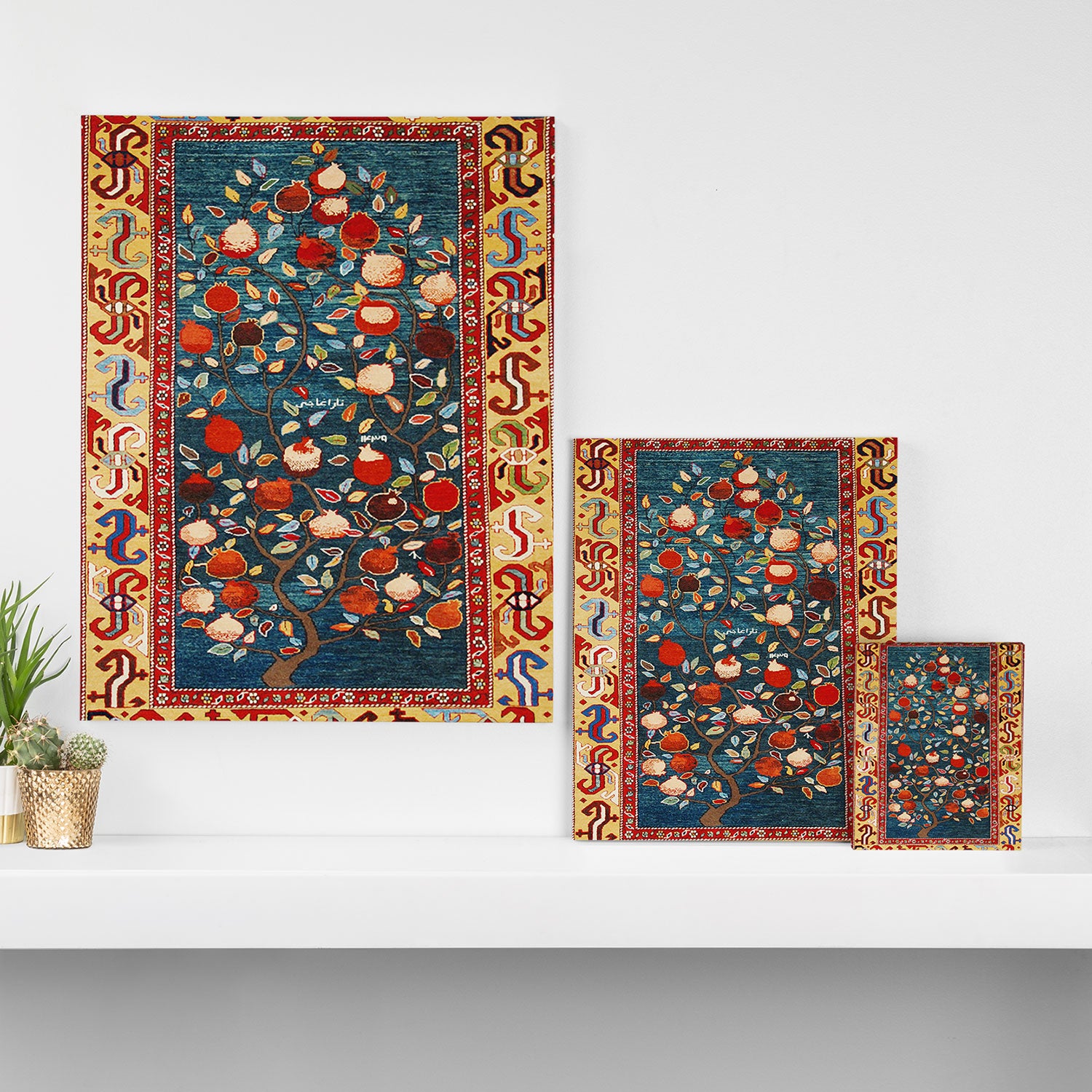 Pomegranate Tree Azerbaijan Rug Canvas Print Gallery Image 3