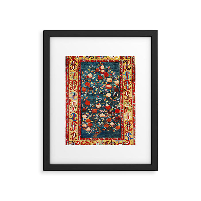 Pomegranate Tree Azerbaijan Rug Framed Art Print Gallery Image 1