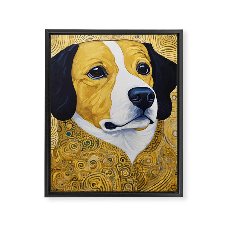 Portrait of Handsome Klimt Dog Framed Canvas Print Gallery Image 3