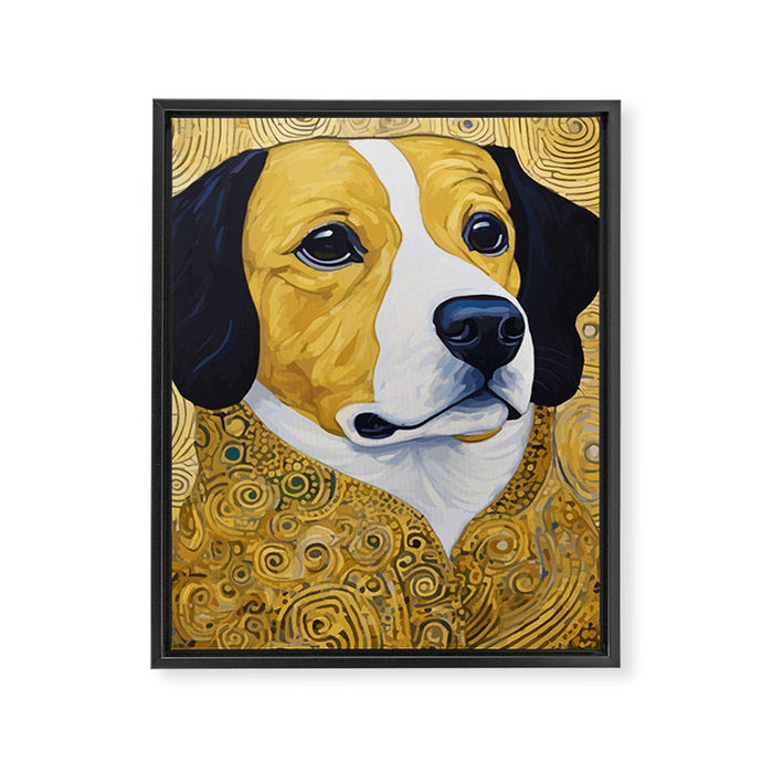 Portrait of Handsome Klimt Dog Framed Canvas Print Gallery Image 1