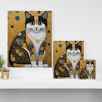 Pretty Klimt Cat with Gold Jewelry Canvas Print Gallery Image 3