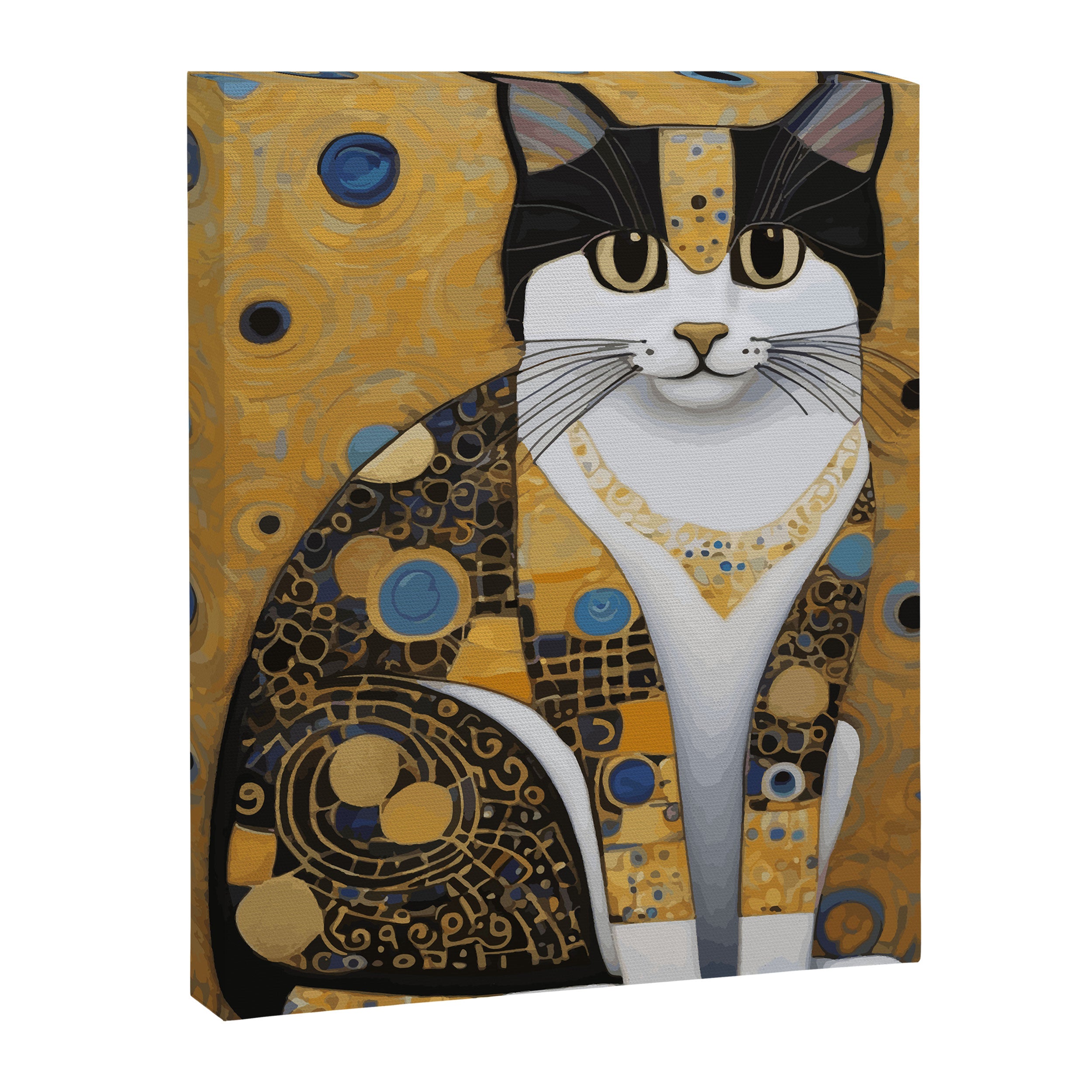 Pretty Klimt Cat with Gold Jewelry Canvas Print Gallery Image 3