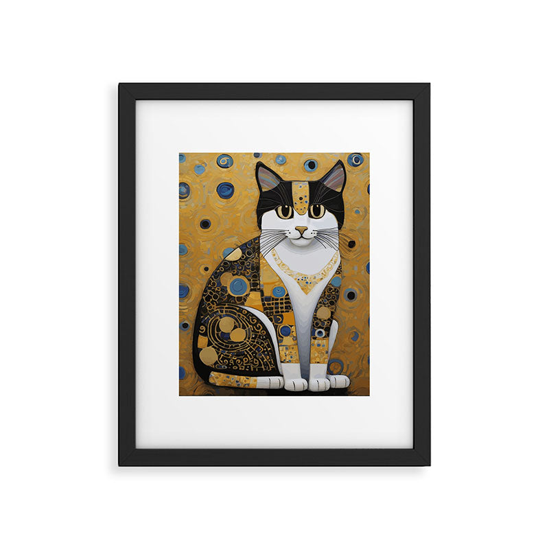 Pretty Klimt Cat with Gold Jewelry Framed Art Print Gallery Image 6