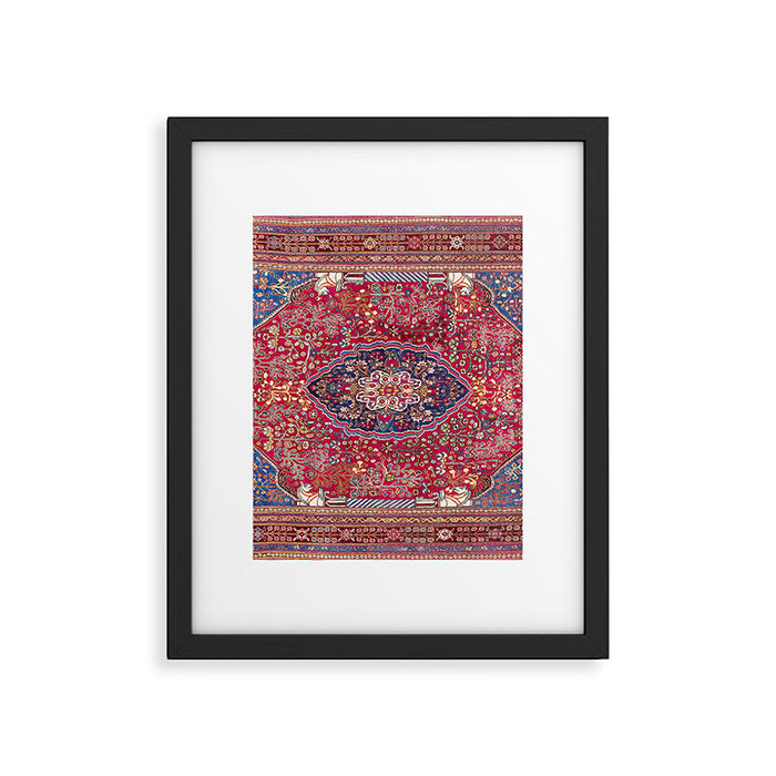 Qashqaâi  Antique Fars Persian Rug Print Framed Art Print Gallery Image 1
