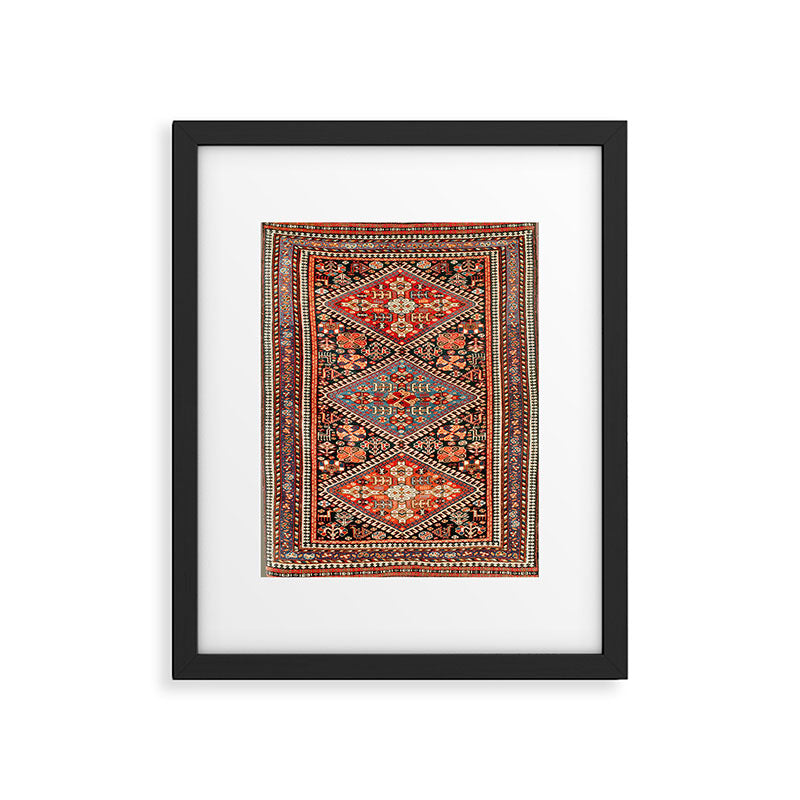 Qashqa'i  Antique Fars Southwest Persian Rug Print Framed Art Print Gallery Image 5