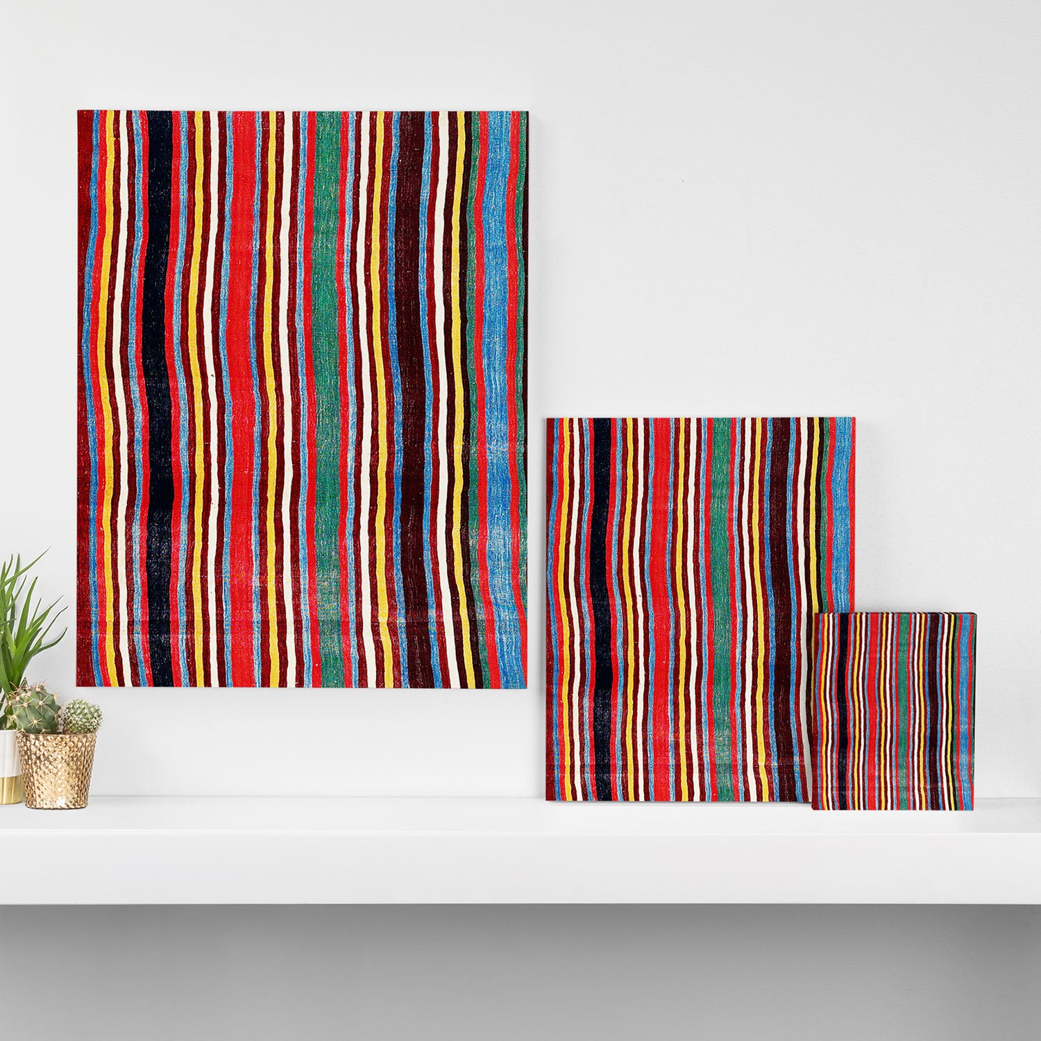 Qashqaâi Antique Fars Southwest Persian Striped Kilim Print Canvas Print Gallery Image 3
