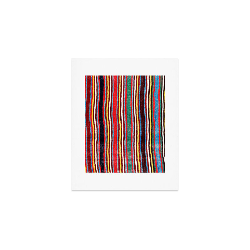 Qashqaâi Antique Fars Southwest Persian Striped Kilim Print Art Print Gallery Image 1