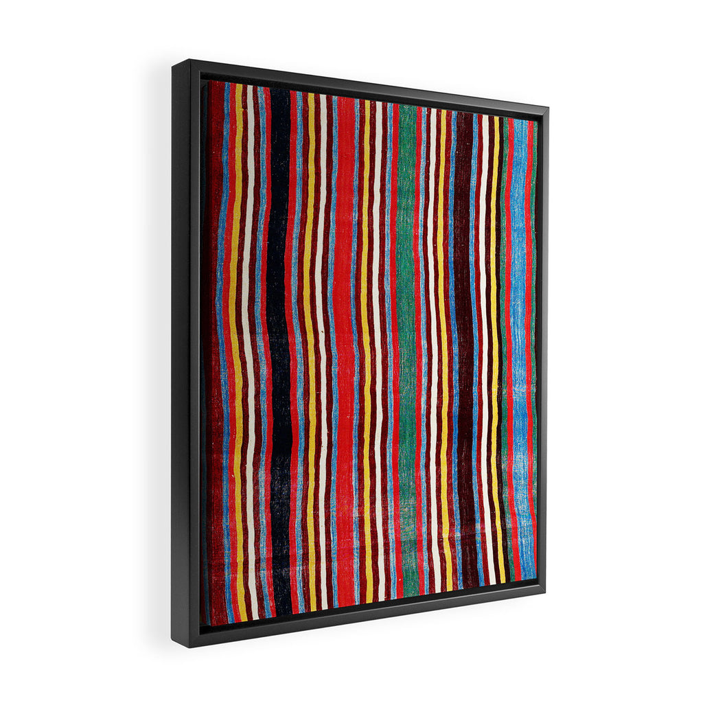 Qashqaâi Antique Fars Southwest Persian Striped Kilim Print Framed Canvas Print Gallery Image 2