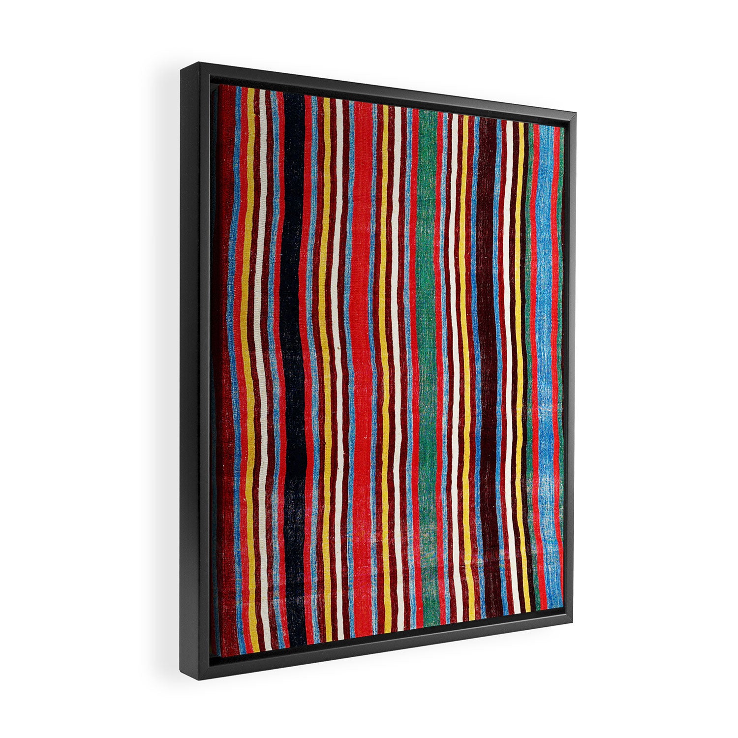 Qashqaâi Antique Fars Southwest Persian Striped Kilim Print Framed Canvas Print Gallery Image 2