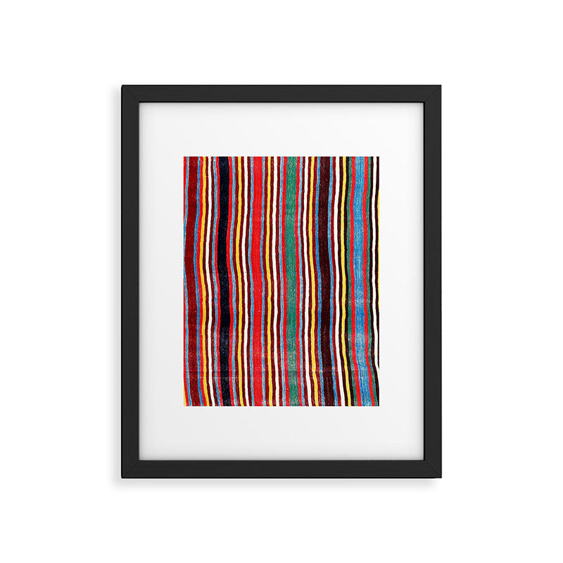 Qashqaâi Antique Fars Southwest Persian Striped Kilim Print Framed Art Print Gallery Image 5