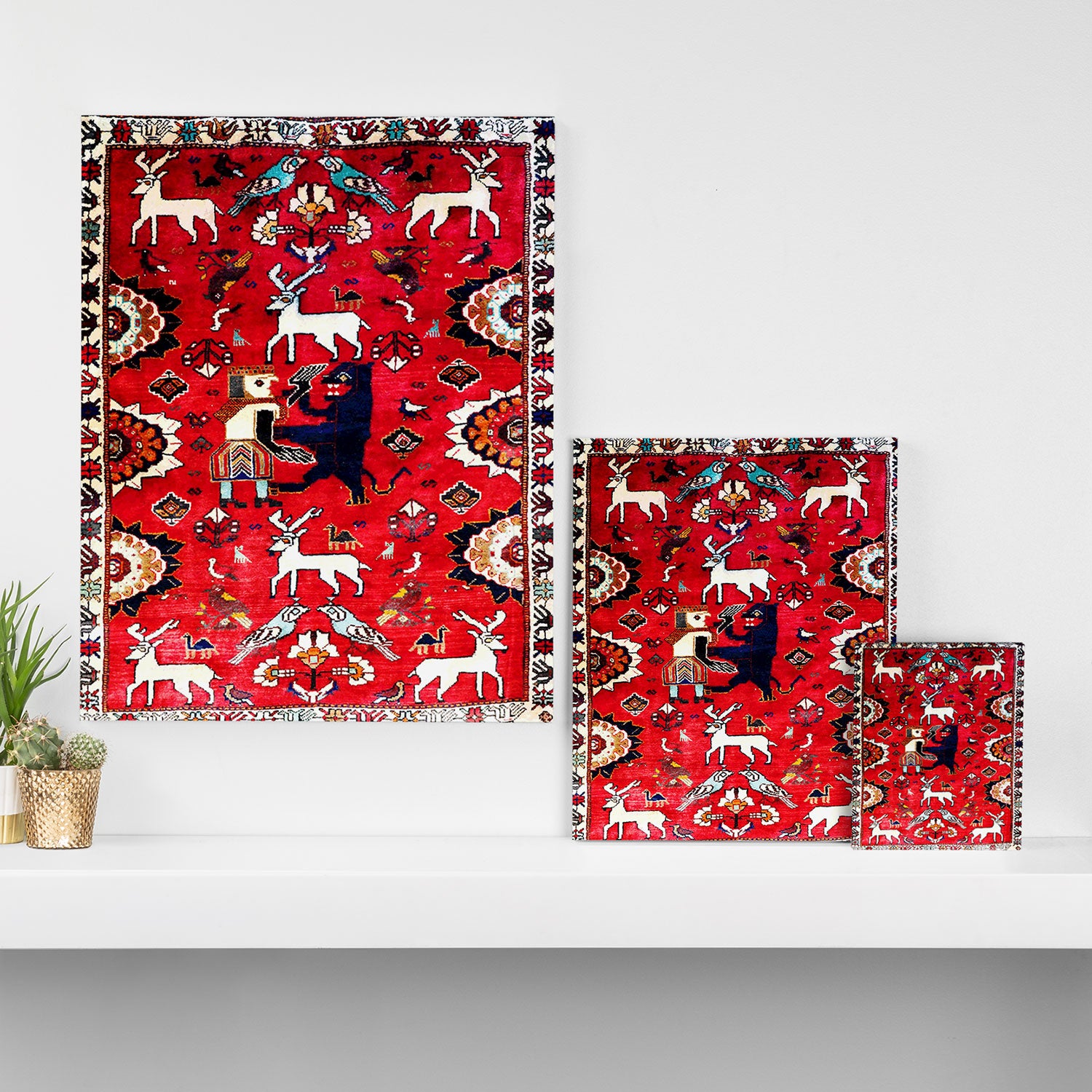 Qashqaâi Fars Southwest Persian Hunting Rug Print Canvas Print Gallery Image 3