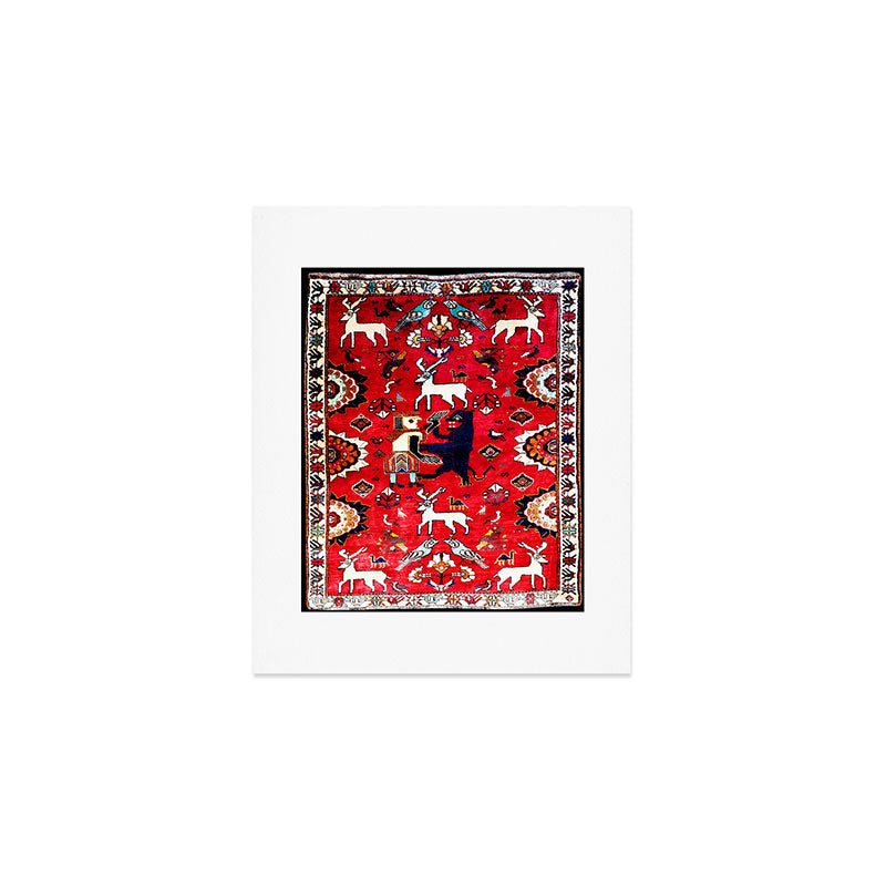 Qashqaâi Fars Southwest Persian Hunting Rug Print Art Print Gallery Image 1