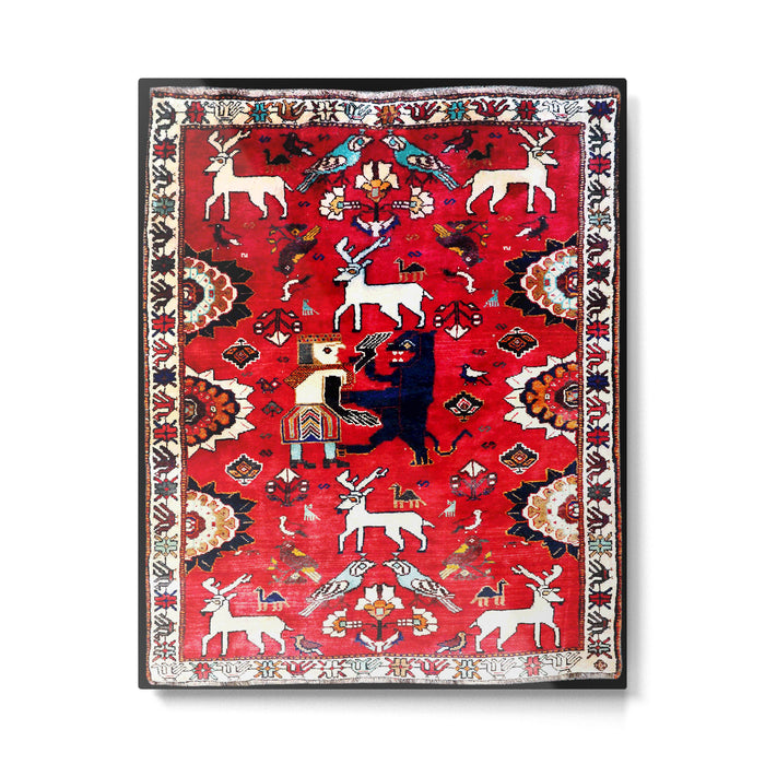 Qashqaâi Fars Southwest Persian Hunting Rug Print Metal Print Gallery Image 1