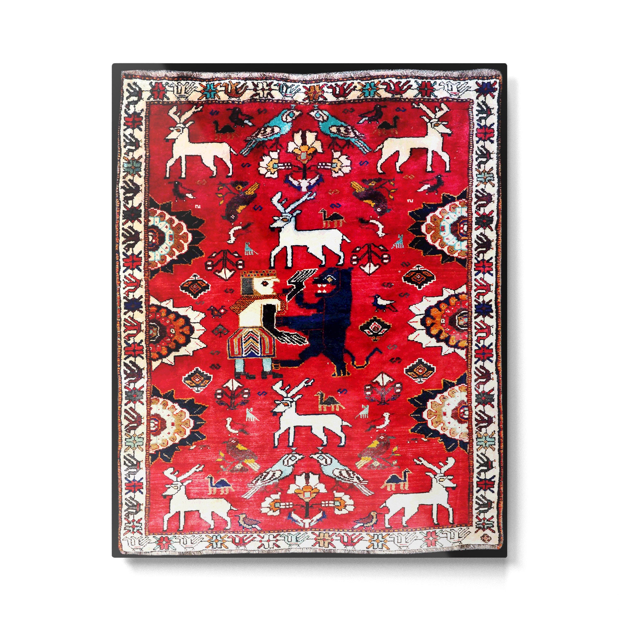 Qashqaâi Fars Southwest Persian Hunting Rug Print Metal Print Gallery Image 4
