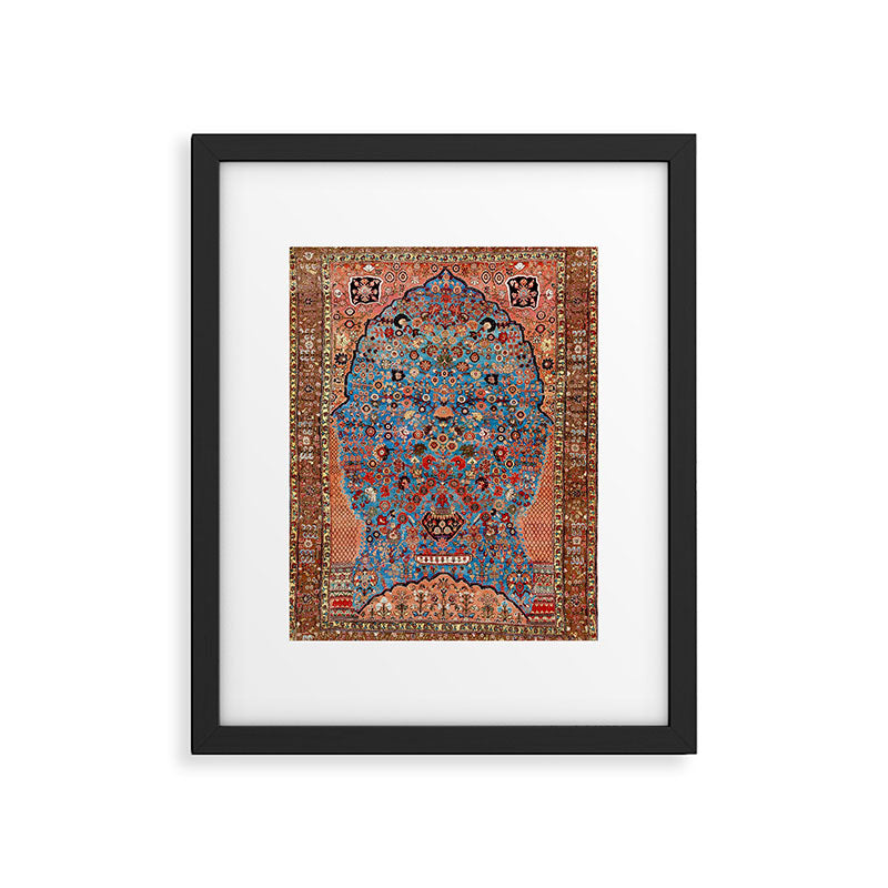 Qashqai Floral Prayer Rug circa 1870 Framed Art Print Gallery Image 5