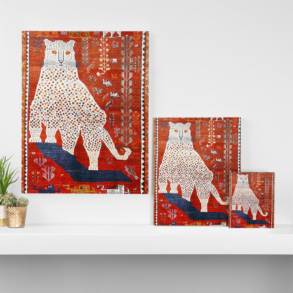 Q'ashqai Snow Leopard Persian Animal Rug Print Canvas Print Gallery Image 3