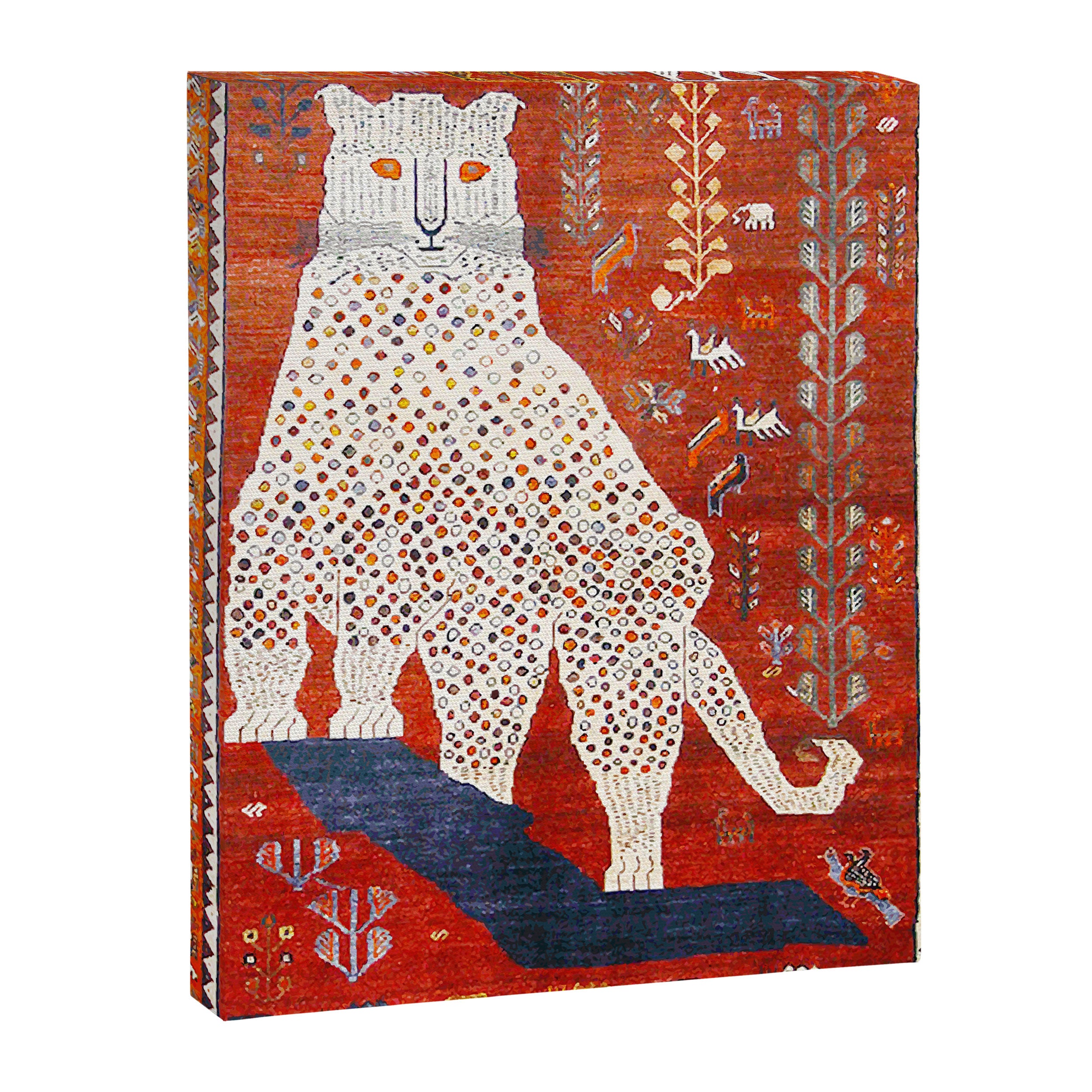 Q'ashqai Snow Leopard Persian Animal Rug Print Canvas Print Gallery Image 3