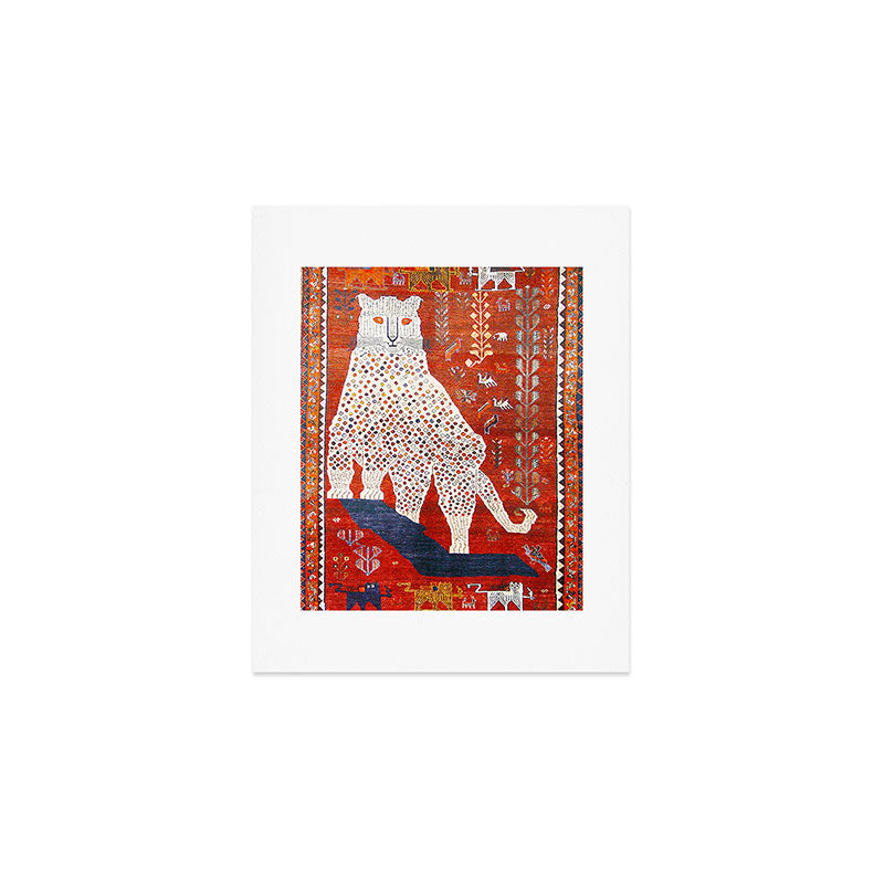 Q'ashqai Snow Leopard Persian Animal Rug Print Art Print Gallery Image 1