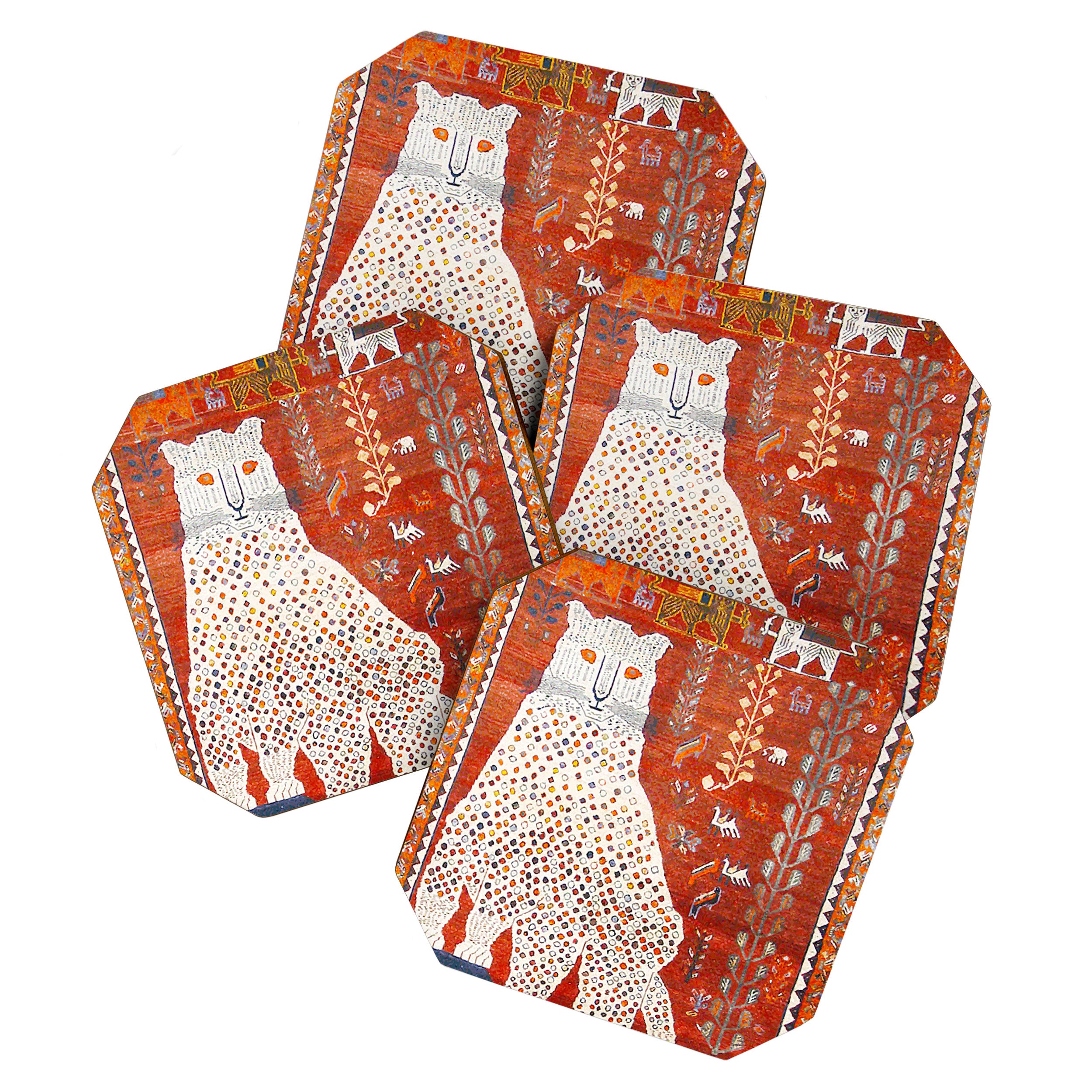 Q'ashqai Snow Leopard Persian Animal Rug Print Coaster Gallery Image 1