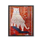 Q'ashqai Snow Leopard Persian Animal Rug Print Framed Canvas Print Gallery Image 3
