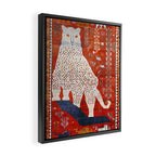 Q'ashqai Snow Leopard Persian Animal Rug Print Framed Canvas Print Gallery Image 2