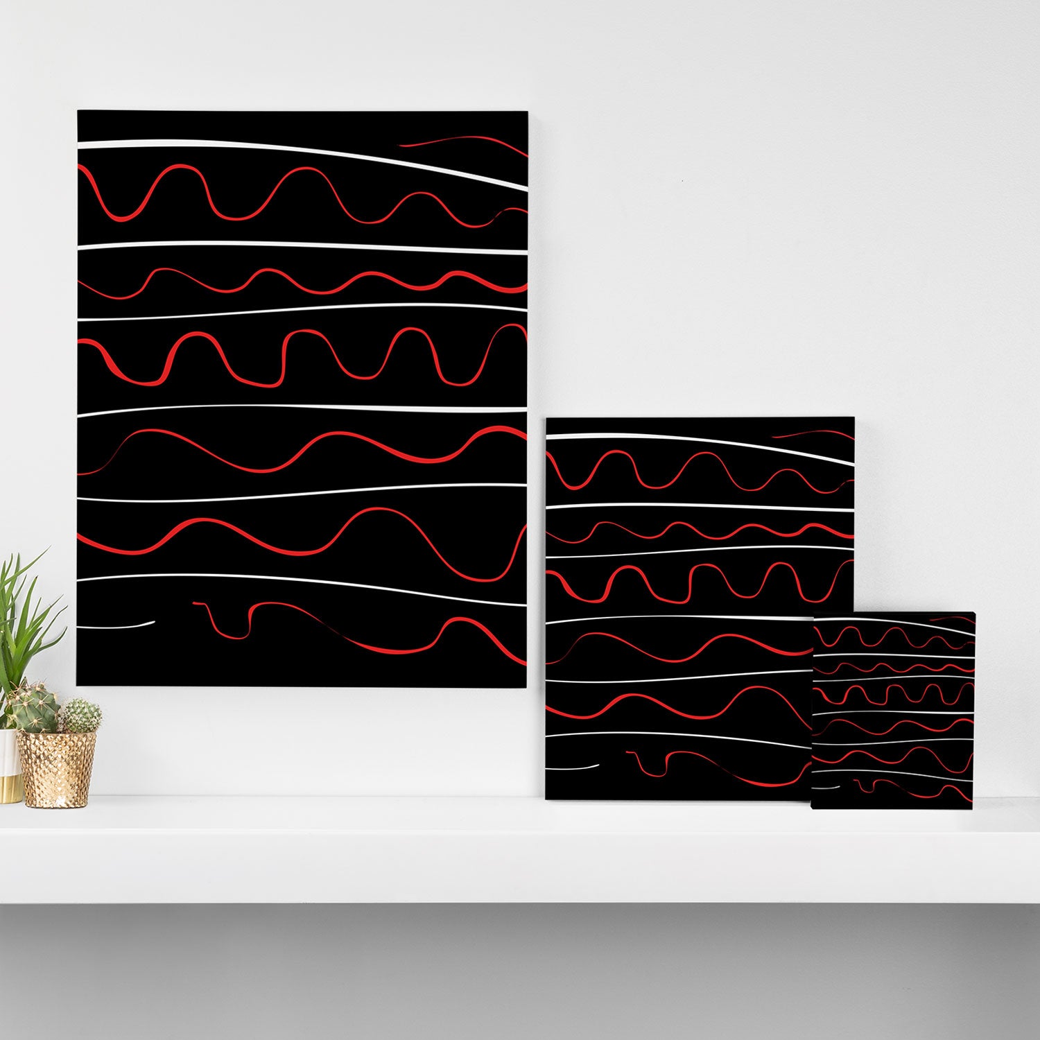Red Black White Abstract Modern Vector Art Canvas Print Gallery Image 3