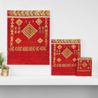Red Gold Geometric Antique Moroccan Rug Print Canvas Print Gallery Image 3