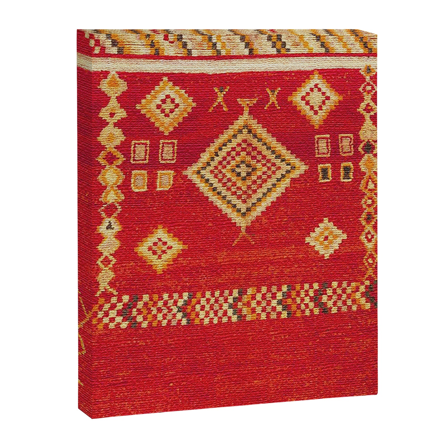 Red Gold Geometric Antique Moroccan Rug Print Canvas Print Gallery Image 3