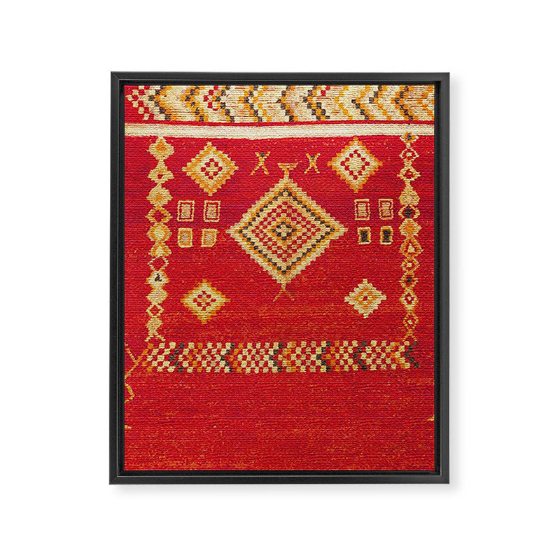 Red Gold Geometric Antique Moroccan Rug Print Framed Canvas Print Gallery Image 3