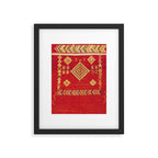 Red Gold Geometric Antique Moroccan Rug Print Framed Art Print Gallery Image 4