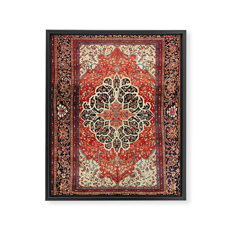  Red Gold Medallion Tabriz Rug Print Framed Canvas Print Gallery Image 3