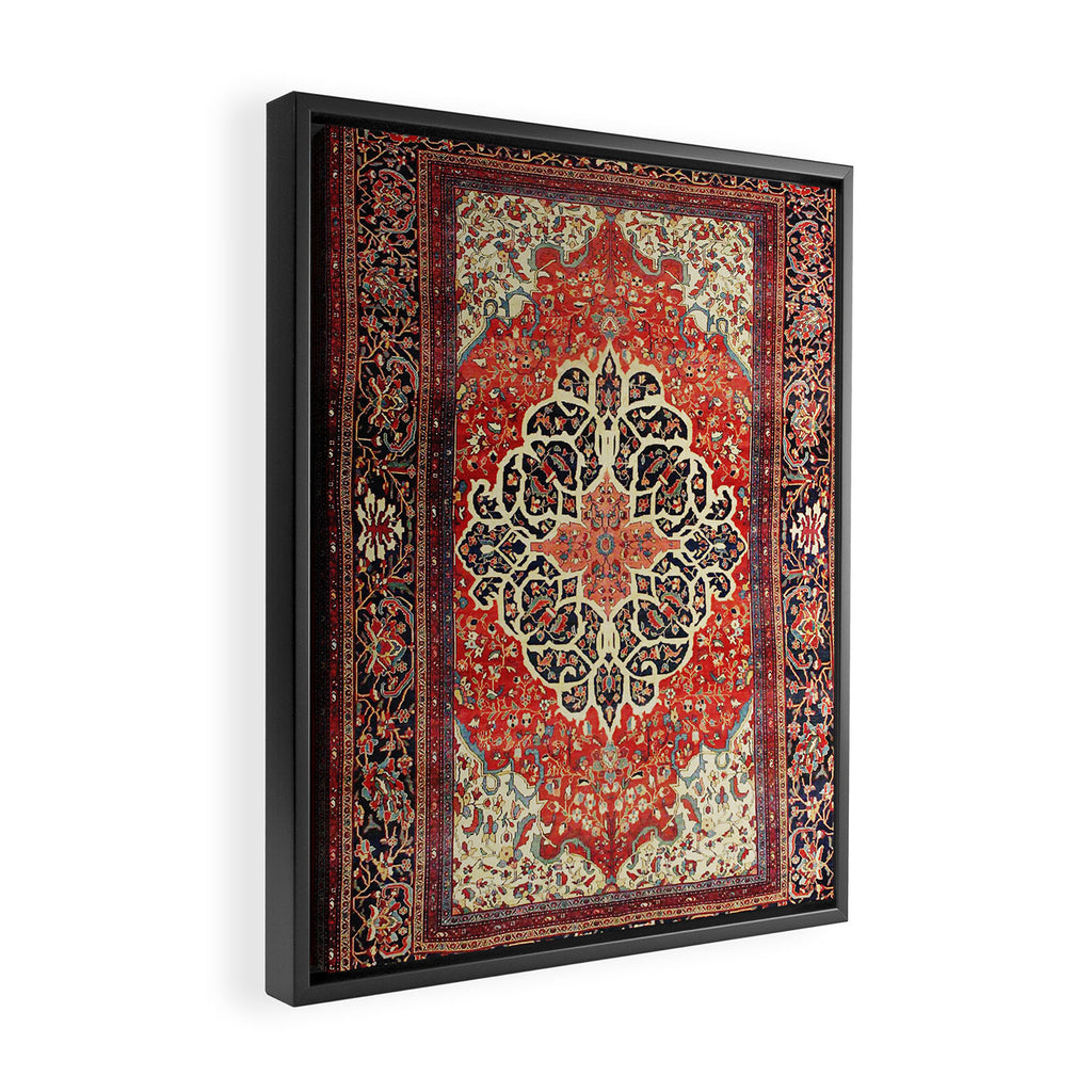  Red Gold Medallion Tabriz Rug Print Framed Canvas Print Gallery Image 2