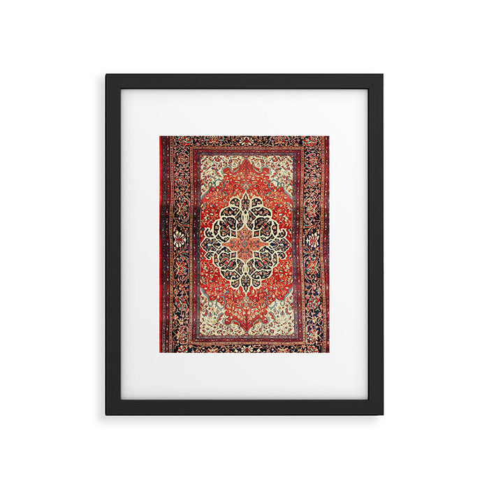  Red Gold Medallion Tabriz Rug Print Framed Art Print Gallery Image 1